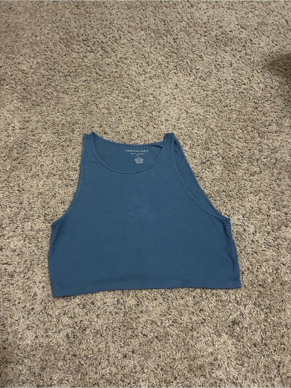 American Eagle Outfitters Teal Ribbed Cropped Tank